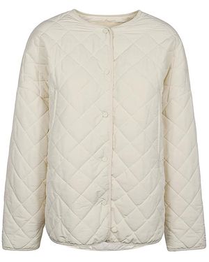 Sandbeige Gesteppte Nylonjacke - Weiß