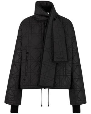 Dior Jassen ,Zwart ,Polyester Macrocannage Jas Met Sjaalkraag