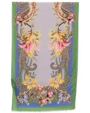 Etro Accessoires ,Veelkleurig ,Wol Floral Paisley Sjaal - Grijs