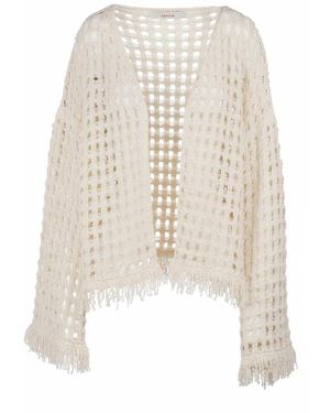 Jucca Truien & Vesten ,Katoen Open Gebreid Vest Met Netpatroon - Wit