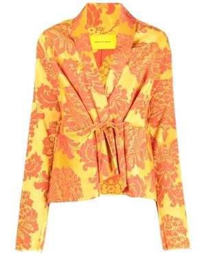 Marques'Almeida Jassen ,Veelkleurig ,Katoen Floral Print Tie-Front Jacket - Oranje