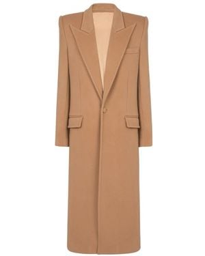 Balmain Cappotto lungo in lana e cashmere - Marrone