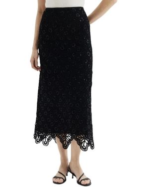 Pennyblack Rokken ,Zwart ,Pailletten Midi Macramé Kanten Rok Met Pailletten