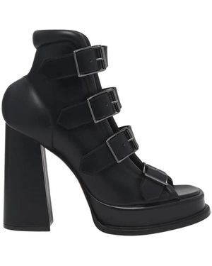 McQueen Multi-Buckle Plateau Blockabsatz Pumps - Schwarz