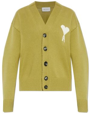 Ami Paris Truien & Vesten ,Groen ,Katoen Logo Cardigan