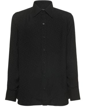 Tom Ford Overhemden ,Zwart ,Viscose En Zijden Blouse