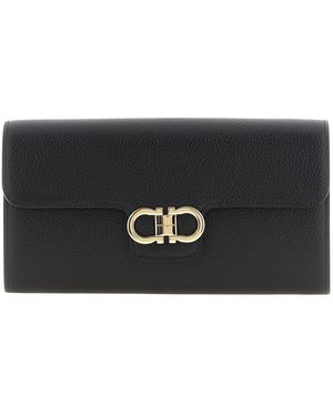 Ferragamo Tassen ,Zwart ,Leer Gancini Portemonnee Met Ketting