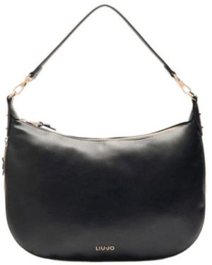 Liu Jo Schwarze Schultertasche Mit Logogurt