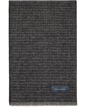 Piquadro Schal Aus Wolle Und Kaschmir Mit Mikro-Geometrischem Muster - Schwarz
