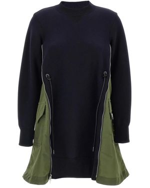 Sacai Kleedjes ,Veelkleurig ,Katoen Sponge Mini Jurk - Blauw
