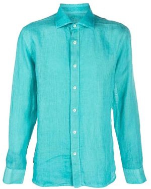 120% Lino Slim Fit Shirt - Blauw