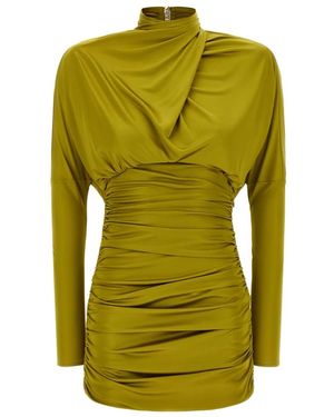 Balmain Kleedjes ,Groen ,Gekreelde Jersey Jurk