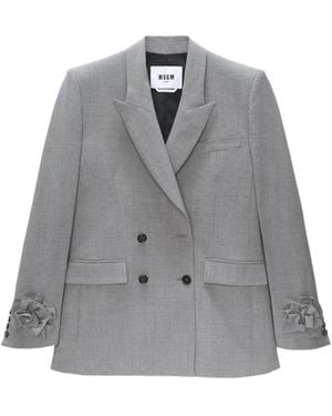 MSGM Aplicación Floral Abrigo De Doble Botonadura, Mujer, Talla - Gris