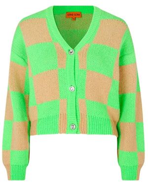 Stine Goya Truien & Vesten ,Veelkleurig ,Geruite Alpaca Gebreide Vest - Groen