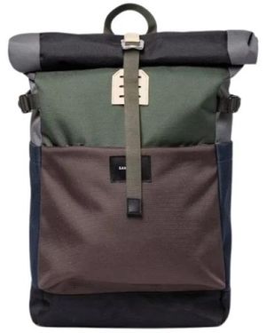 Sandqvist Tassen ,Veelkleurig ,Polyester Ilon Rolltop Rugzak - Grijs