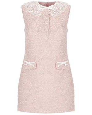 Self-Portrait Kleedjes ,Roze ,Wol Boucle Mini Jurk