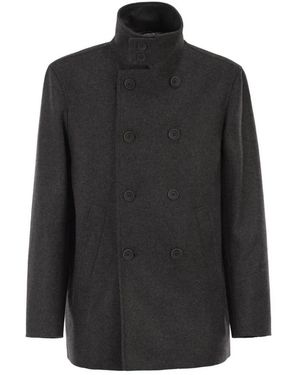 Herno Doppelreihiger Mantel Aus Wollmischung - Schwarz