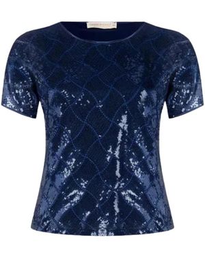 Rinascimento Overhemden ,Blauw ,Pailletten Blusa Curvy Met All-Over Pailletten