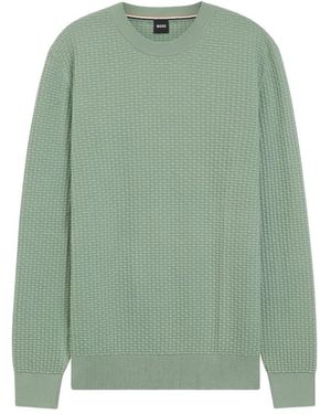 BOSS H-Imberto Rundhals-Strickpullover - Grün