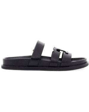 Tory Burch Flache Sandalen Mit Doppeltem Lederriemen - Blau