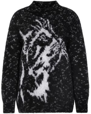 Marc Cain Strickpullover Mit Katzenmotiv - Schwarz