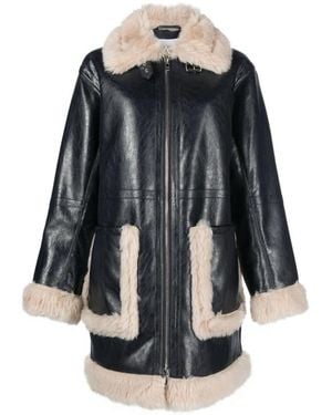 Stand Studio Jassen ,Blauw ,Polyester Blauwe Casual Jas Rinna Stijl - Zwart