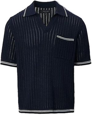 Rag & Bone V-Ausschnitt Poloshirt - Blau