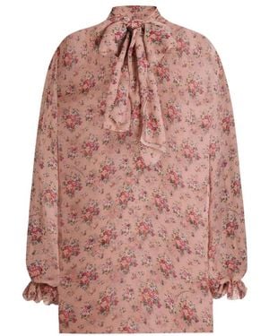 Dolce & Gabbana Bluse Mit Blumenprint Und Schleifendetail - Pink