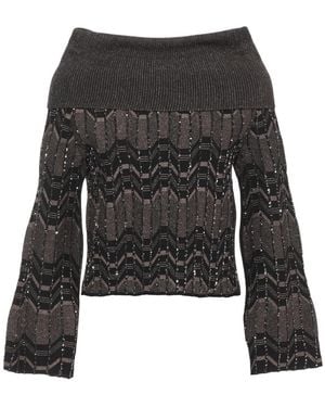 D.exterior Truien & Vesten ,Bruin ,Pailletten Sequined Viscose Sweater - Zwart