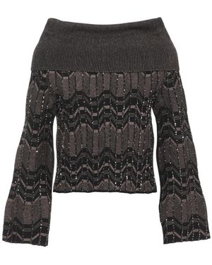 D.exterior Viskose-Pullover Mit Pailletten - Schwarz