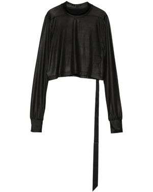 Rick Owens Tops ,Zwart ,Nylon Cropped Level Ls