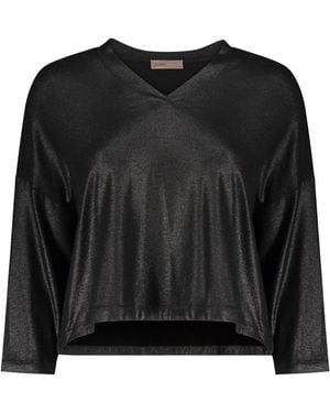Herno V-Hals Viscose Top - Zwart