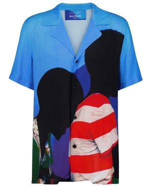 Balmain Short Sleeve Shirts - Blue