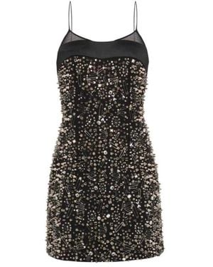 John Richmond Kurzes Kleid Mit Dekorativen Applikationen - Schwarz
