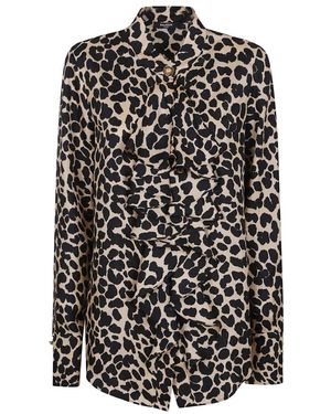Balmain Luipaardprint Shirt Nude & Neutrals - Zwart