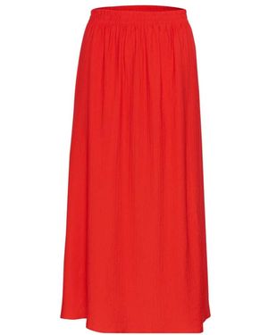 Cream Maxi Skirts - Red