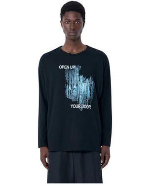 Yohji Yamamoto Long Sleeve T-Shirts - Blue