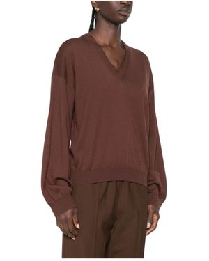 Fabiana Filippi V-Neck Knitwear - Brown