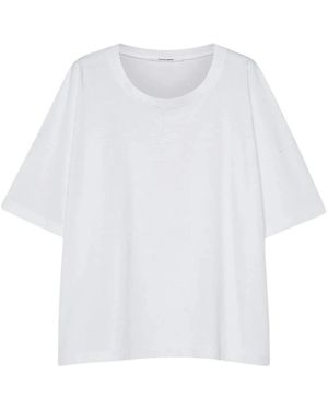 Pomandère Tops ,Wit ,Katoen Regular T-Shirt Met Ronde Hals