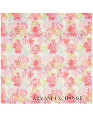 ARMANI EXCHANGE Accessoires ,Roze ,Polyester Roze Damen Sjaal Kwaststreep Patroon