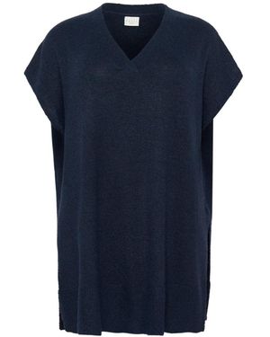 Kaffe Midnight Marine Gebreide Poncho - Blauw