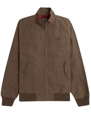 Fred Perry Gewachste harrington jacke verbrannter tabak - Braun