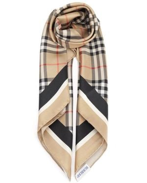 Burberry Accessoires ,Check Zijden Sjaal - Naturel