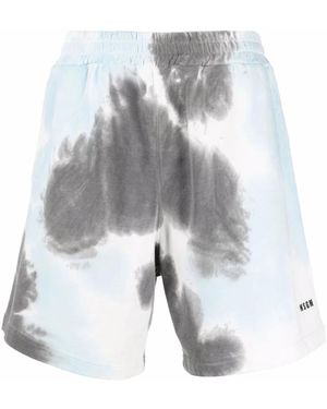 MSGM Korte Broeken ,Veelkleurig ,Katoen Tie-Dye Pattern Bermuda - Grijs