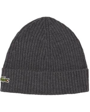 Lacoste Gerippte Strickmütze - Grau