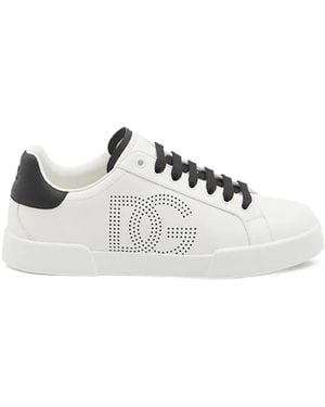 Dolce & Gabbana Portofino Leather Low-Top Trainers - White