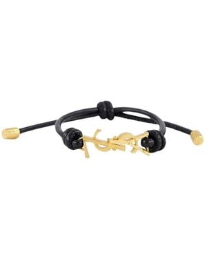 Saint Laurent Cassandre Lederband-Armband - Schwarz