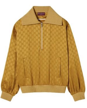 Gucci Jassen ,Bruin ,Gg Acetate Jacquard Sweater - Geel