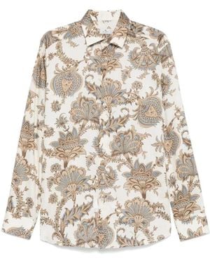 Etro Overhemden ,Veelkleurig ,Katoen Paisley Print Long Sleeve Shirt - Naturel