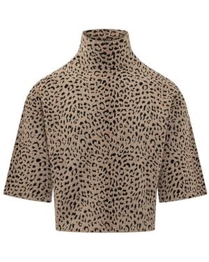 Givenchy High Neck Ss Top - Braun
